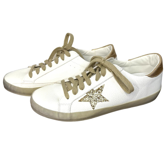 ShuShop Shoes - ShuShop Paula White Silver Gold Glitter Star Women's Sneakers Size 10